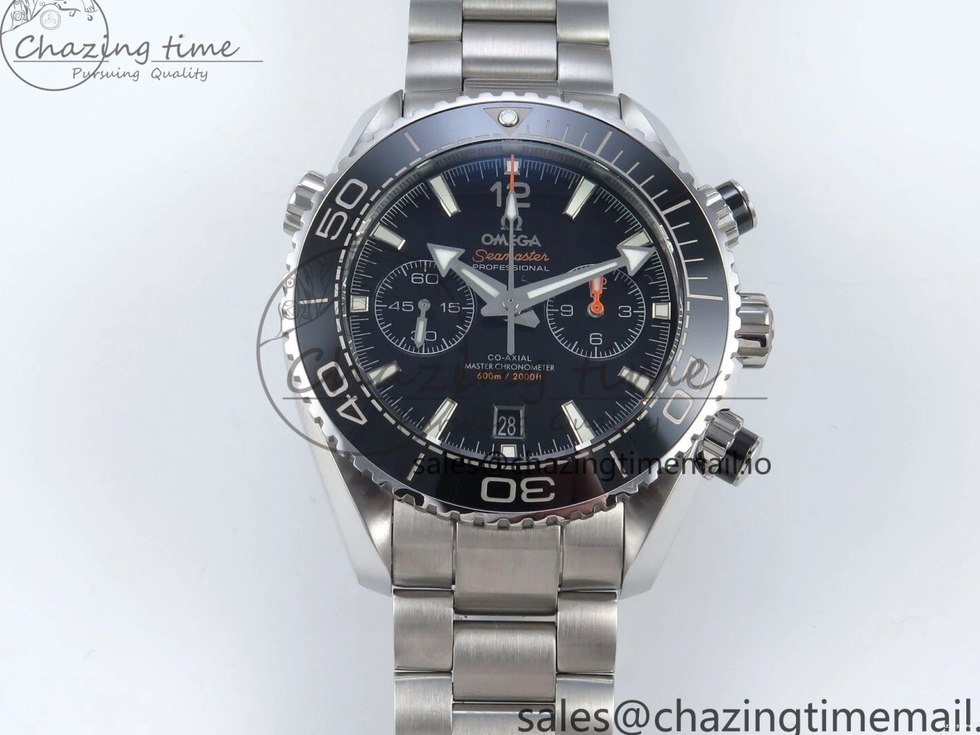 0125 FreshLook Planet Ocean Master Chronometer 600M 45.5mm SS SCF 1:1 Best Edition Black Bezel Black Dial on SS Bracelet A9900 Super Clone 7675